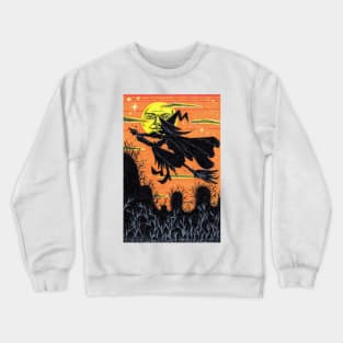 Witch Flying Over a Farm Crewneck Sweatshirt